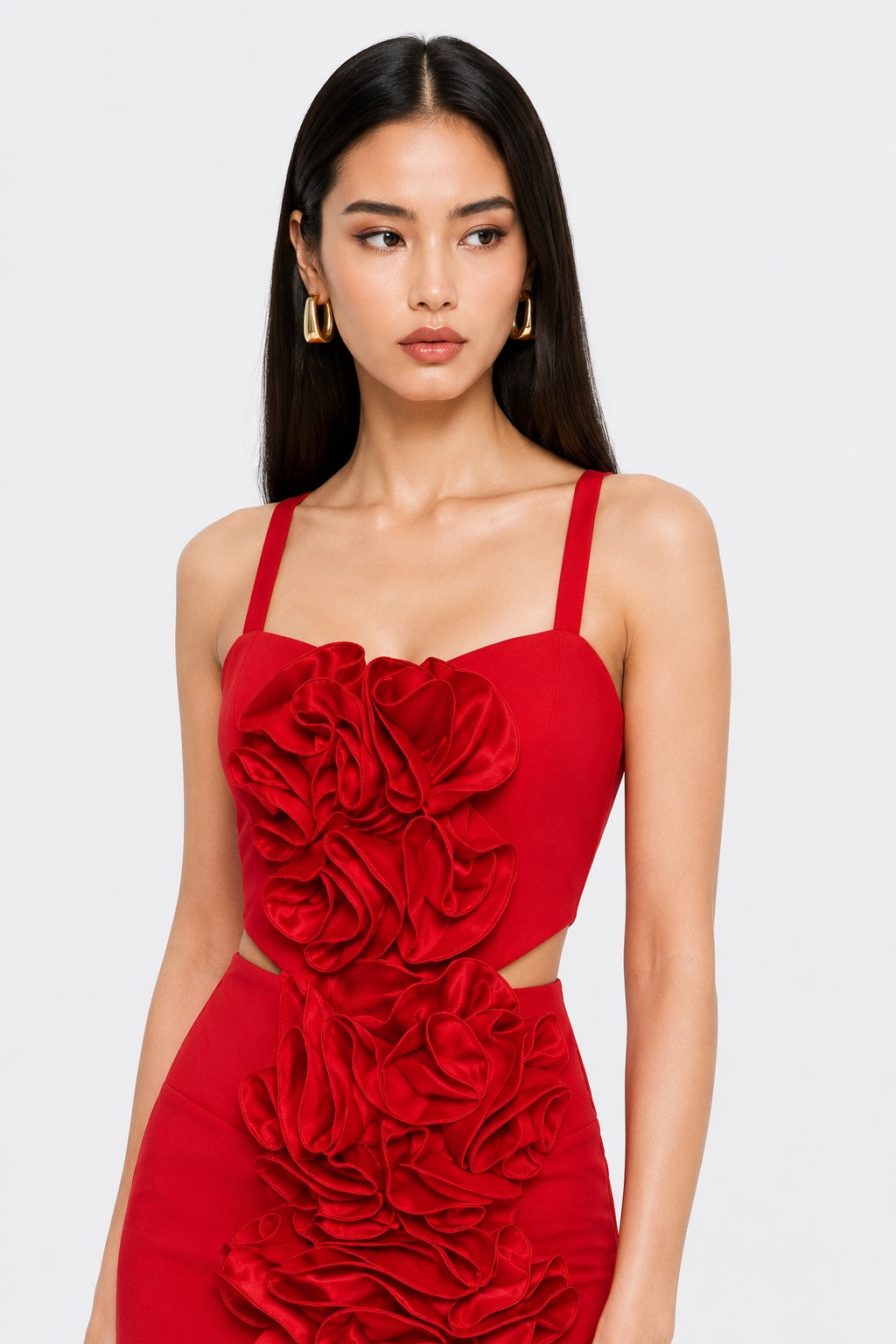 Red Ruffled Rosette Mini