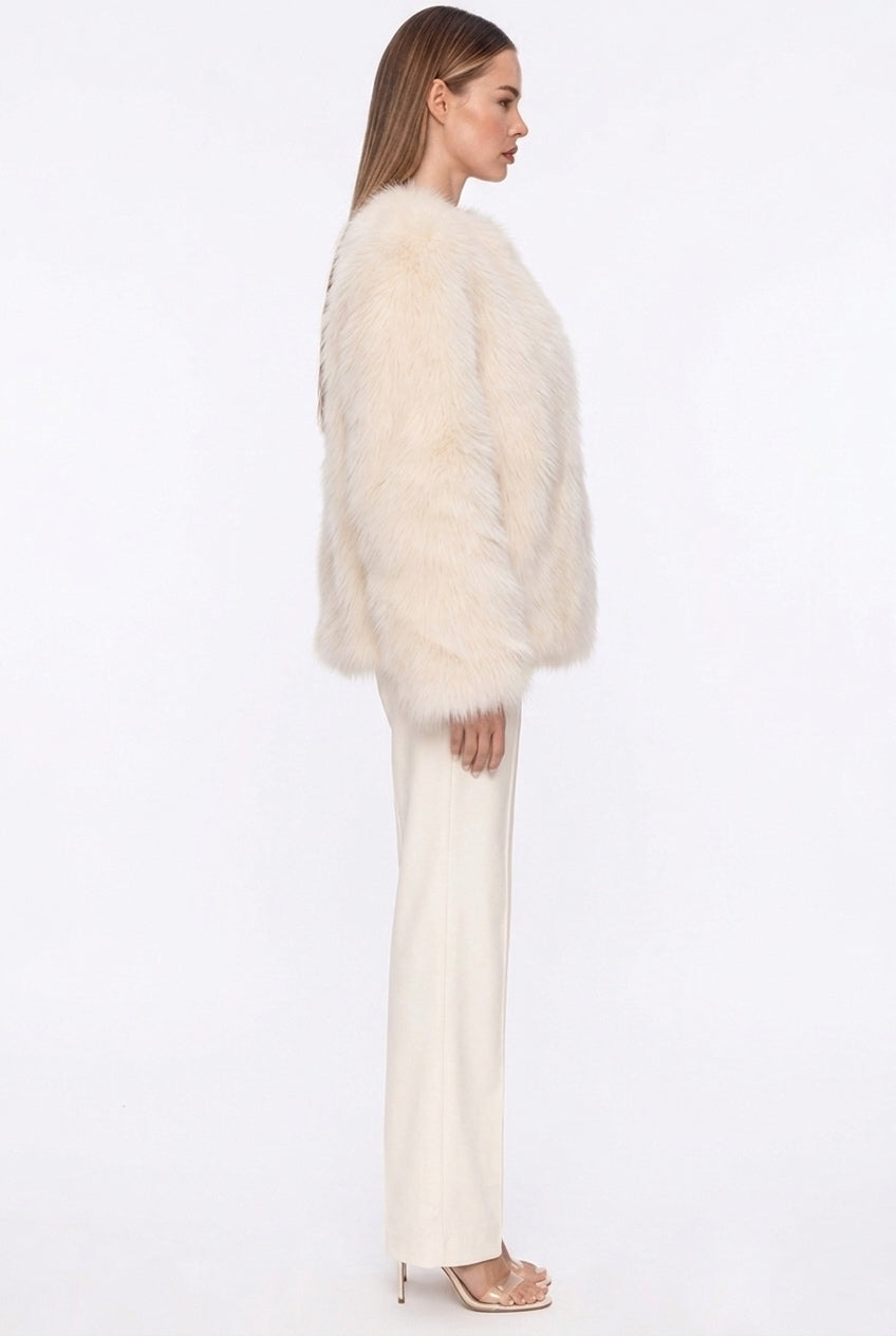 Ivory Cropped Fox Fur Coat