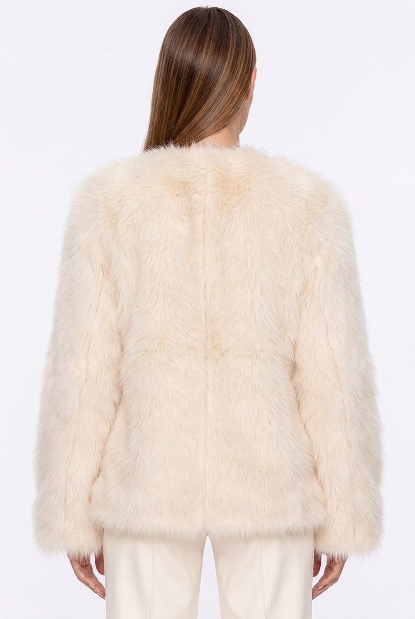 Ivory Cropped Fox Fur Coat
