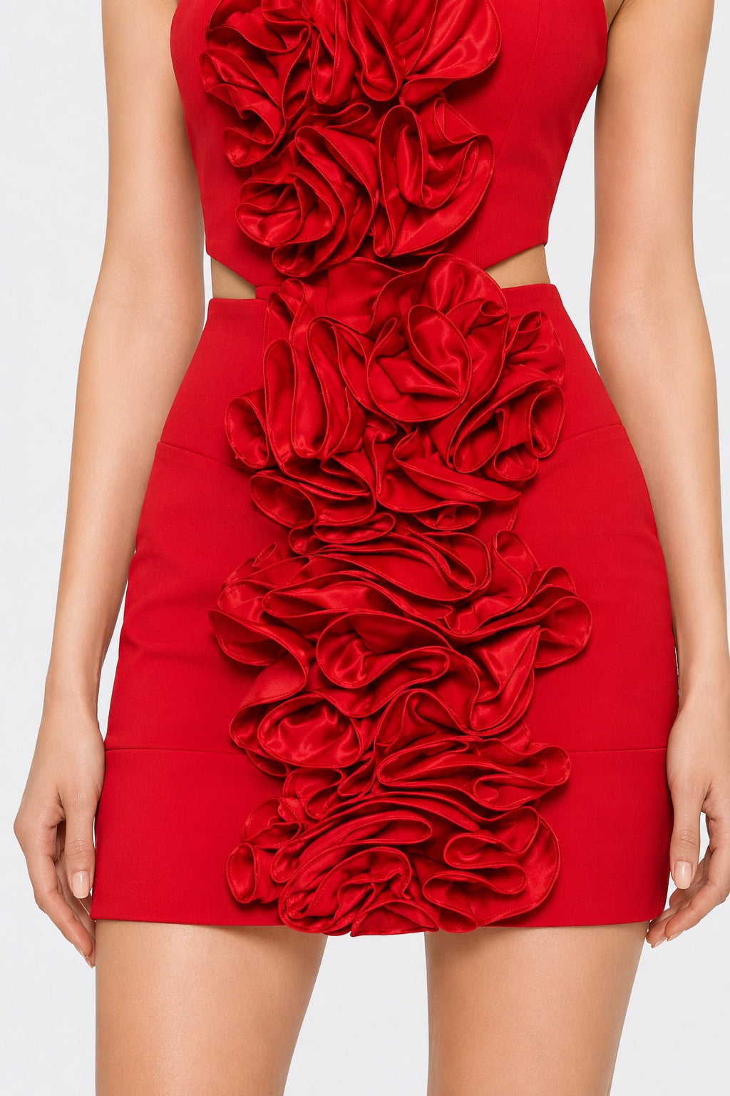 Red Ruffled Rosette Mini