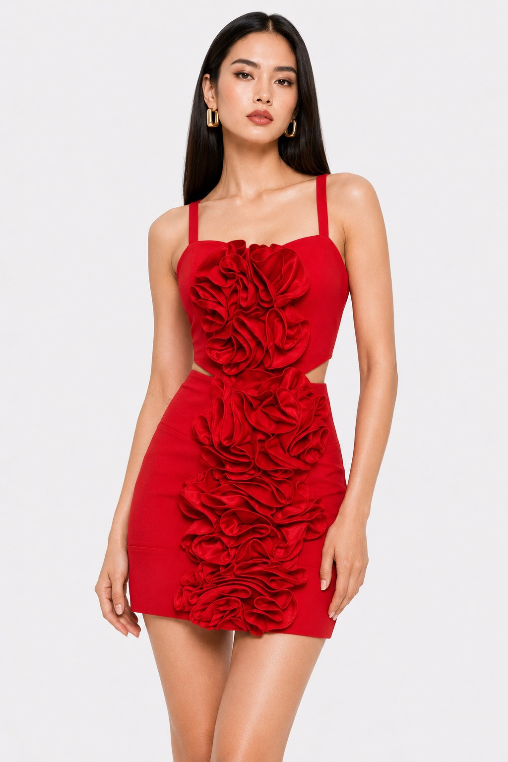 Red Ruffled Rosette Mini